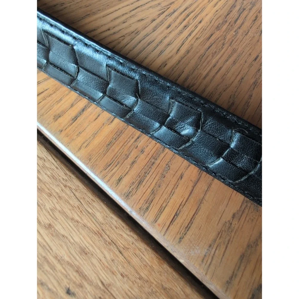 Men's  Black Woven Laced Genuine Bull Leather Casual Dress Belt 1
